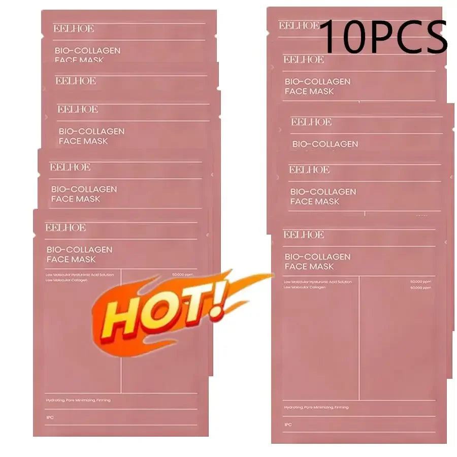 10Pcs Collagen Face Mask Moisturizing Oil-Control Brightening Skincare Hydrating Shrink Pores Sheet Mask Beauty Skin Care
